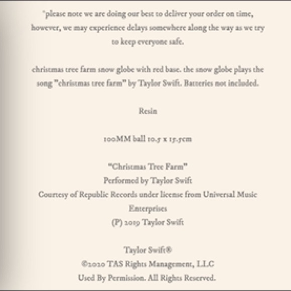 NEW Taylor Swift Snow Globe Christmas Tree Farm - Picture 12 of 14